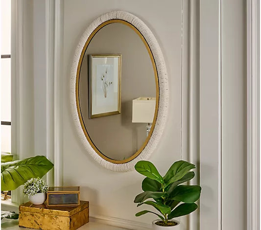 22"x30" Oval Rattan Wall Mirror