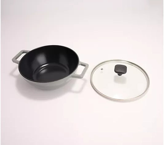 9" Cast Iron Wok with Glass Lid